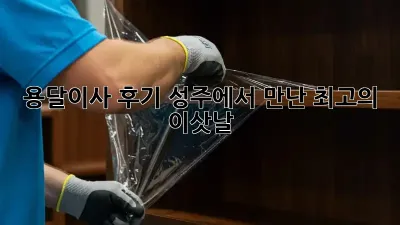 용달이사 후기: 성주에서 만난 최고의 이삿날!