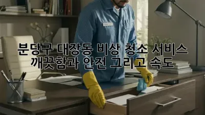 분당구 대장동 비상 청소 서비스: 깨끗함과 안전, 그리고 속도!